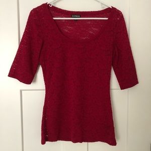 Express Women’s Top Size Small, Red, Floral, Scoop Neck